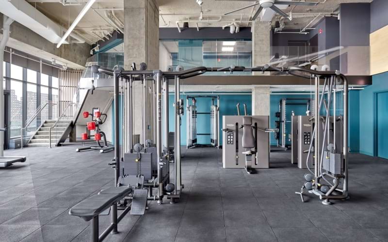 a gym with exercise equipment