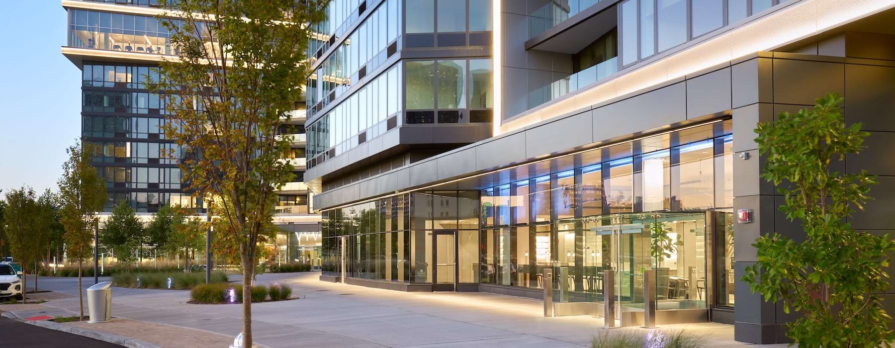 a building with a sidewalk